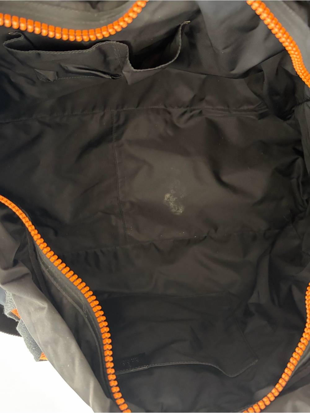 Gucci Black Canvas Duffel with Orange Trim and Striped Handles - Picture 9 of 12